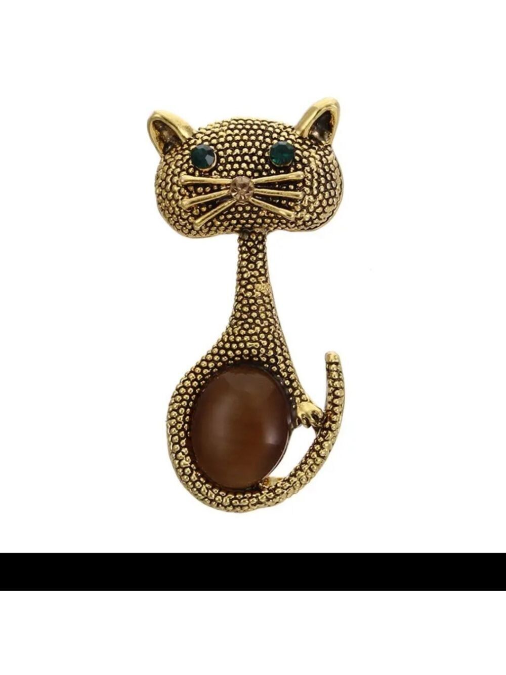 Cat Brooch  Belly With simulated Stone